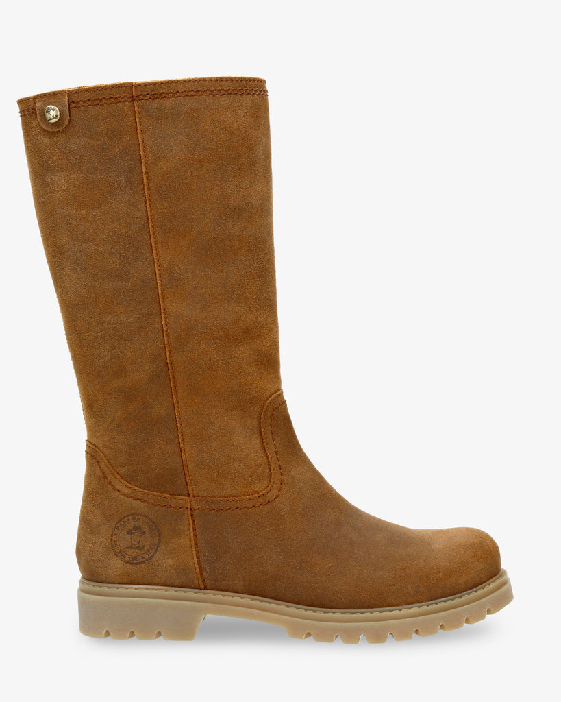 Bambina botas de piel con forro interior de pelo. cuero