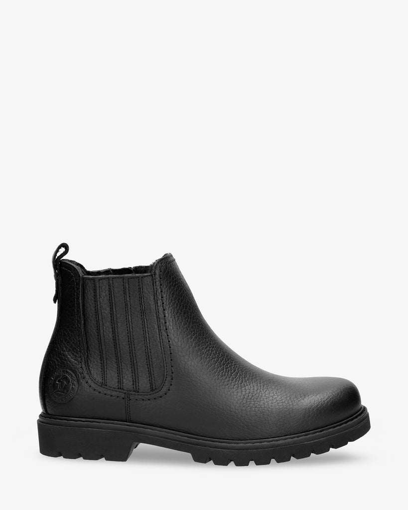 Bill Igloo botines de piel con forro interior de pelo natural. negro