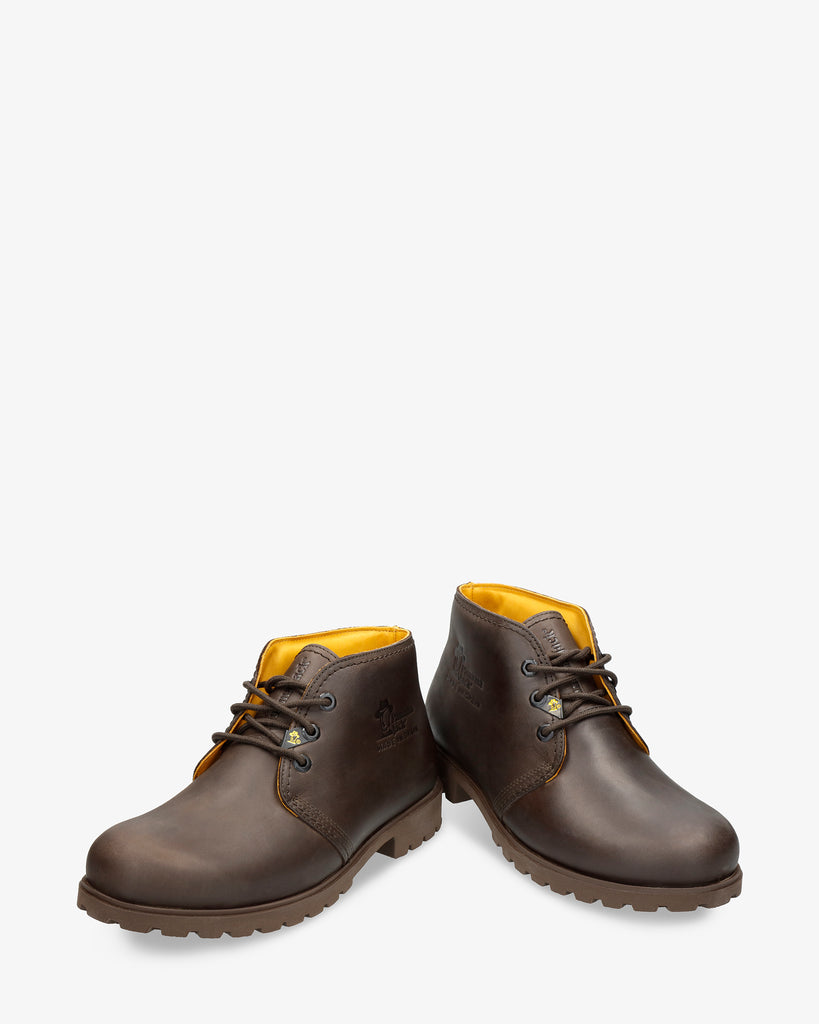 Bota Panama botines de piel con forro interior de piel. marron