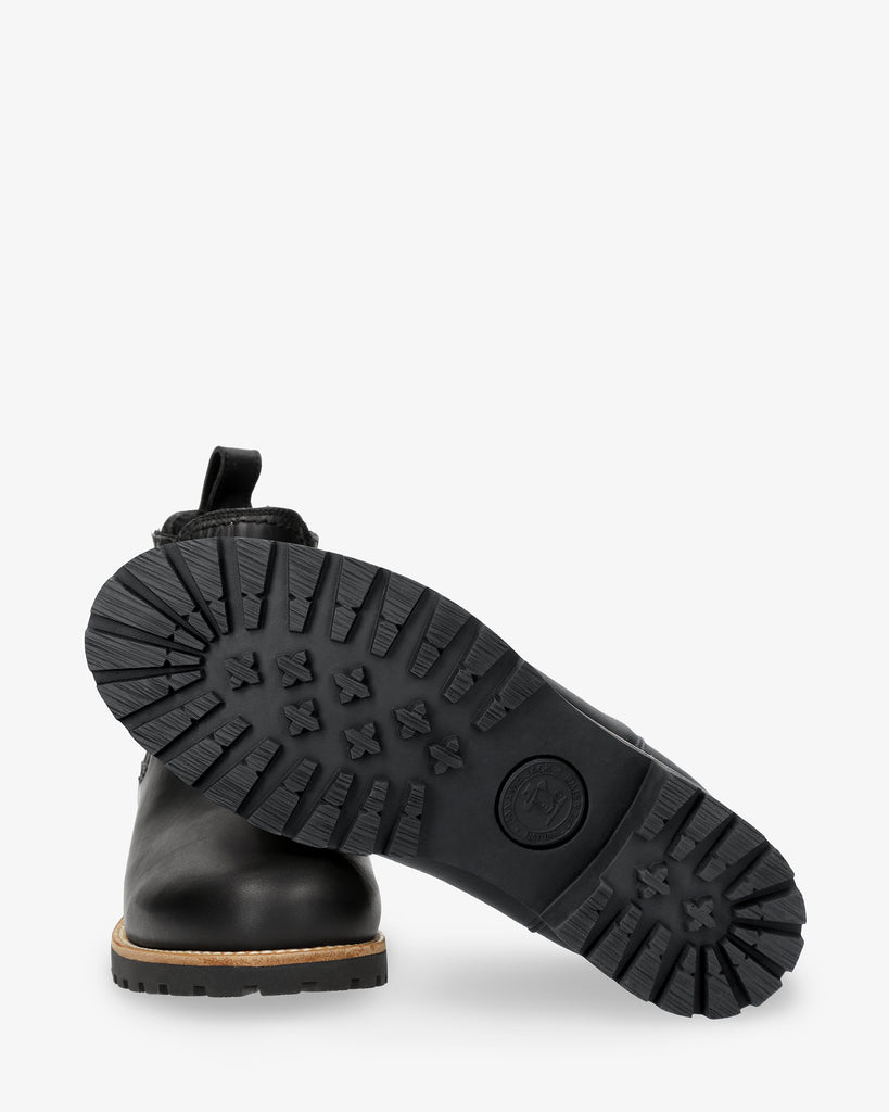 Brigitte Igloo Trav botines de piel con forro interior de pelo natural. negro