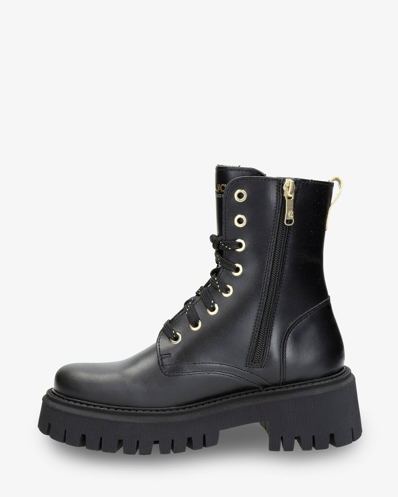 Carlyn botas de piel con forro interior de pelo. negro