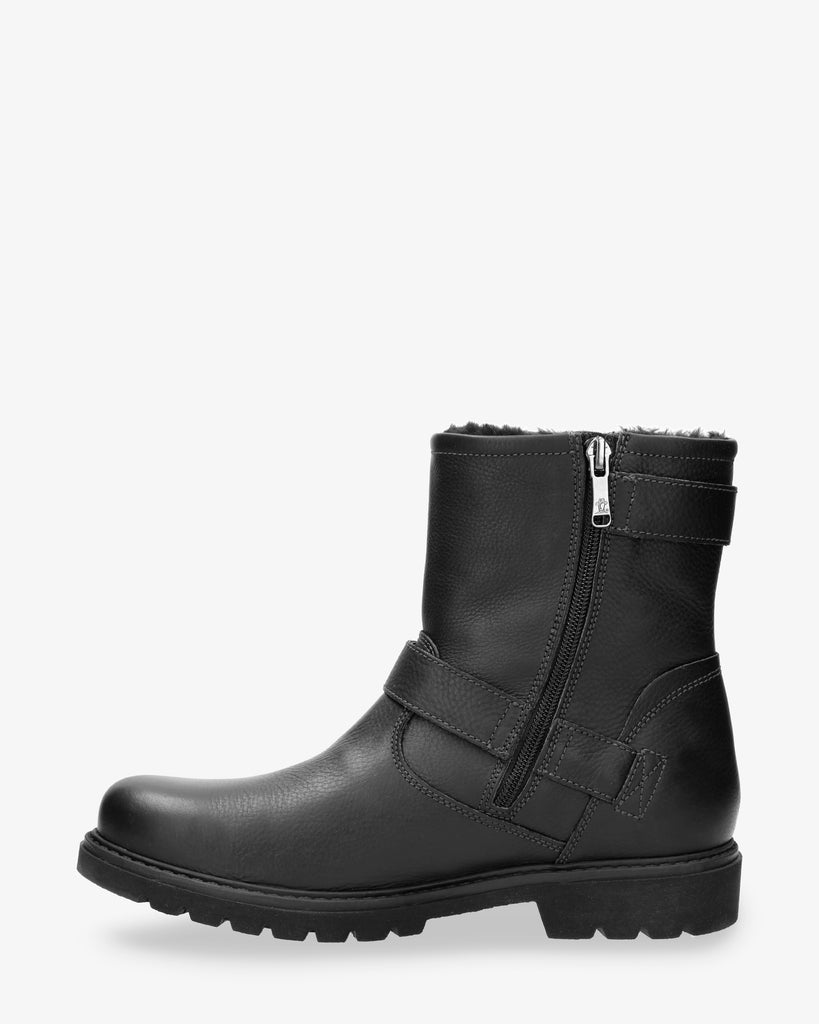 Faust botas de piel con forro interior de pelo. negro