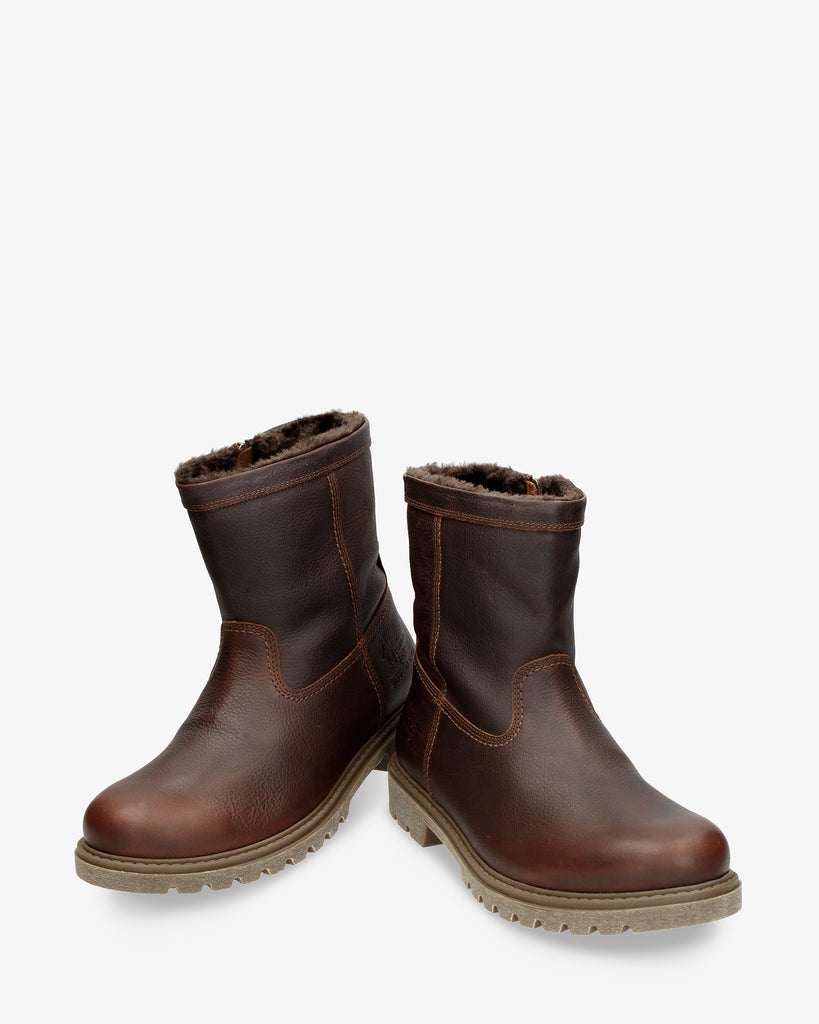 Fedro botas de piel con forro interior de pelo. castaño
