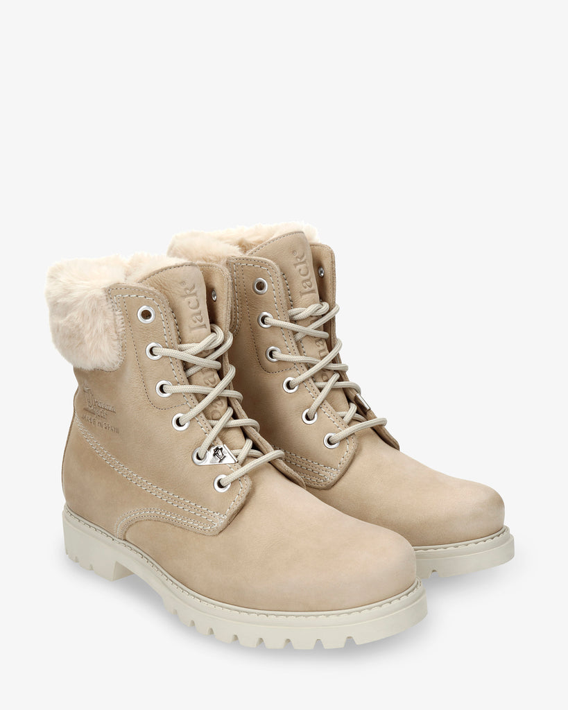 Felicia botas de piel con forro interior de pelo. crudo