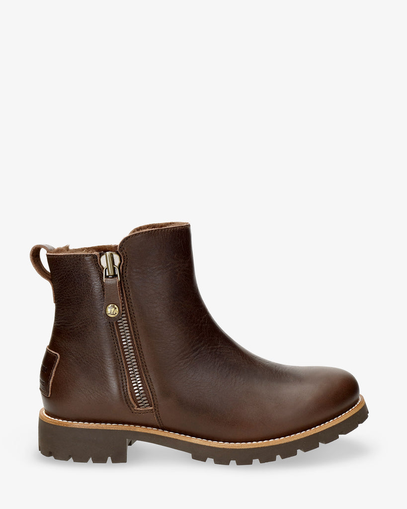 Fiore Trav botas de piel con forro interior de pelo. marron
