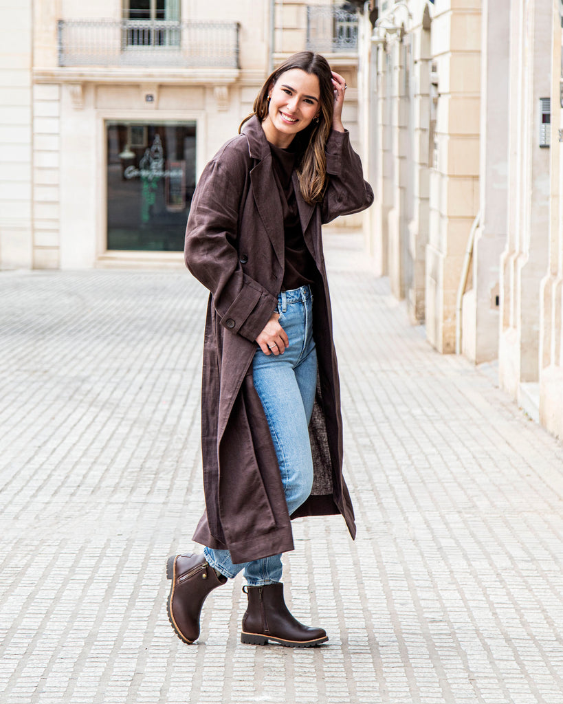 Fiore Trav botas de piel con forro interior de pelo. marron