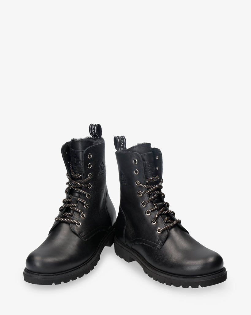 Frisia botas de piel con forro interior de pelo. negro