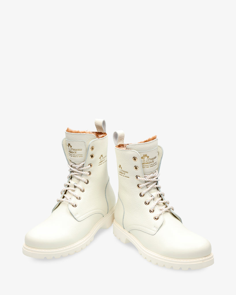 Frisia botas de piel con forro interior de pelo. blanco