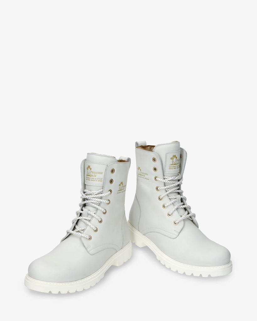 Frisia botas de piel con forro interior de pelo. blanco