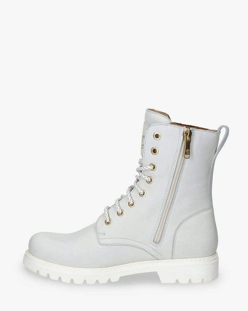 Frisia botas de piel con forro interior de pelo. blanco