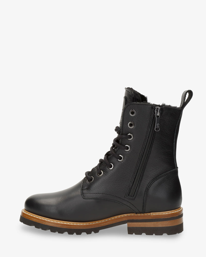 Frisia Igloo botas de piel con forro interior de pelo natural. negro
