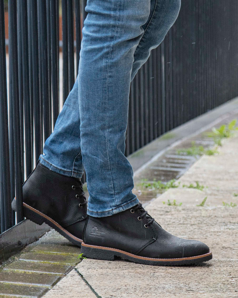 Gael botines de piel con forro interior de piel. negro