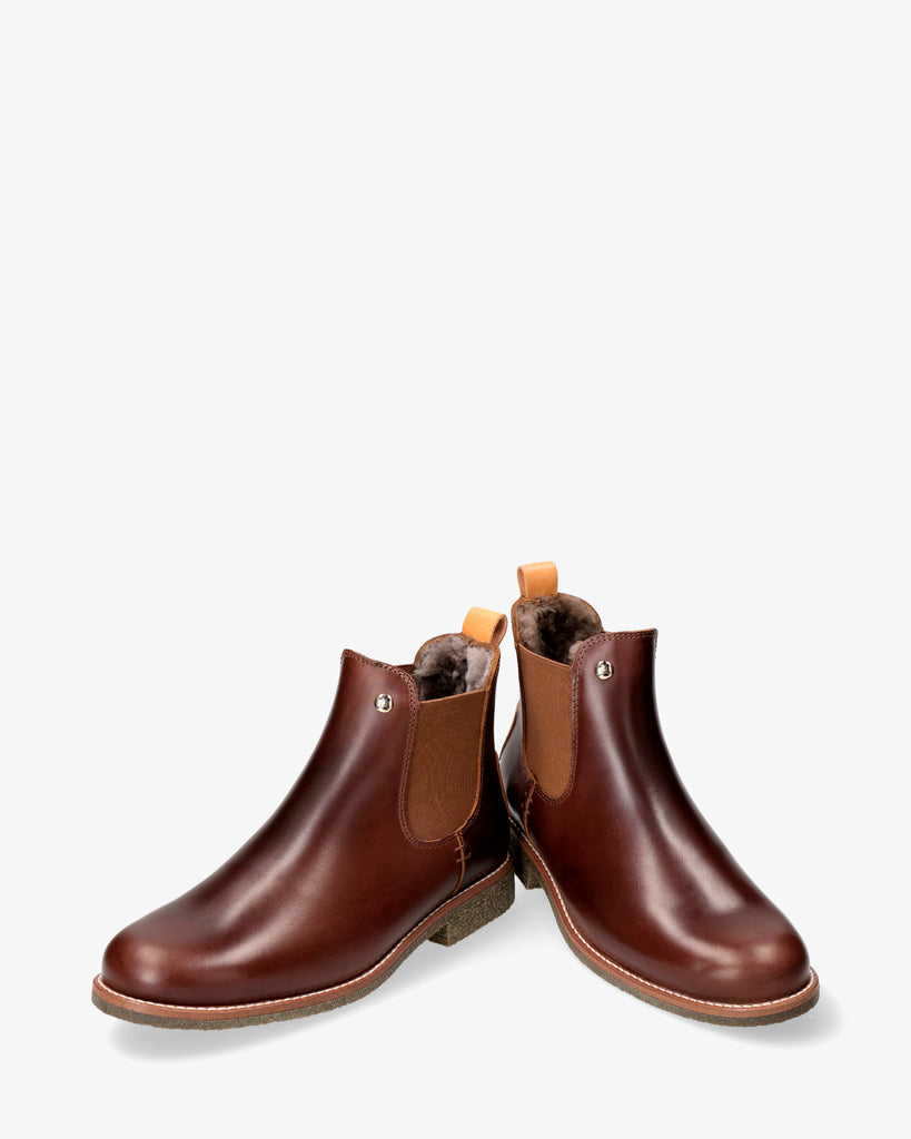 Giordana Igloo Trav botines de piel con forro interior de pelo natural. cuero