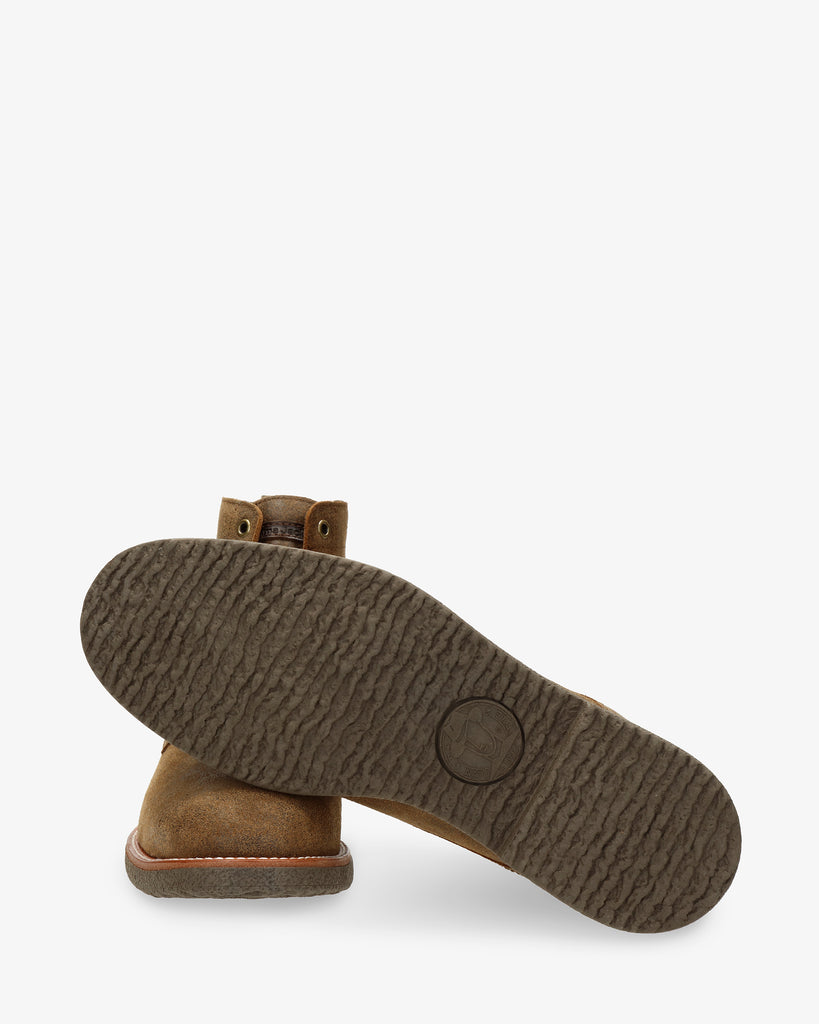 Glasgow Igloo botines de piel con forro interior de pelo natural. marron