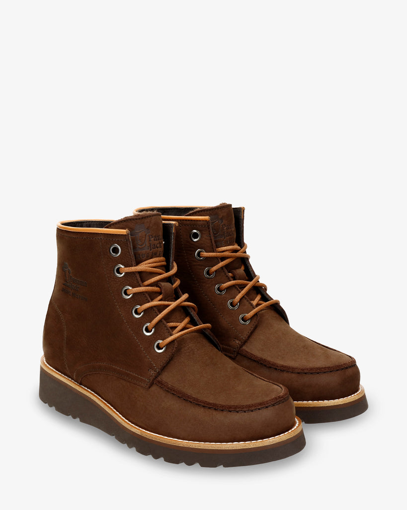 Karen botín de piel con forro interior de pelo. marron