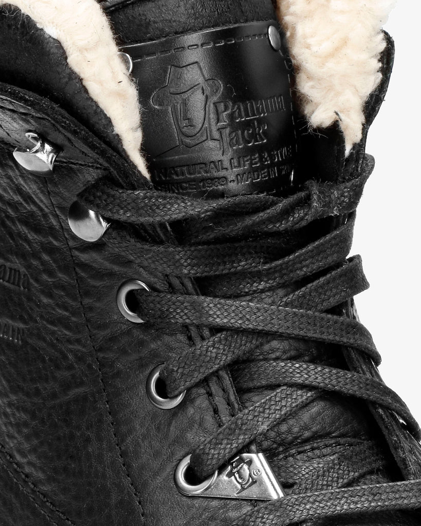 P03 Aviator botas de piel con forro interior de algodón. negro