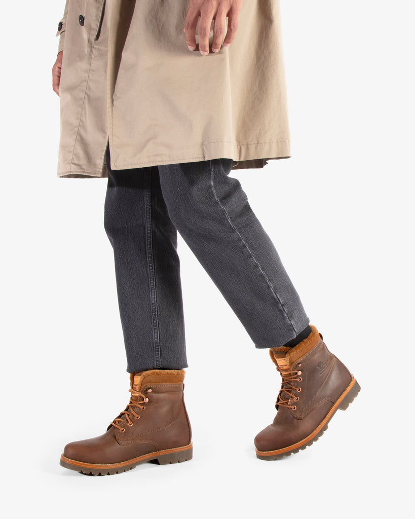 P03 Aviator Igloo botas de piel con forro interior de pelo natural. cuero