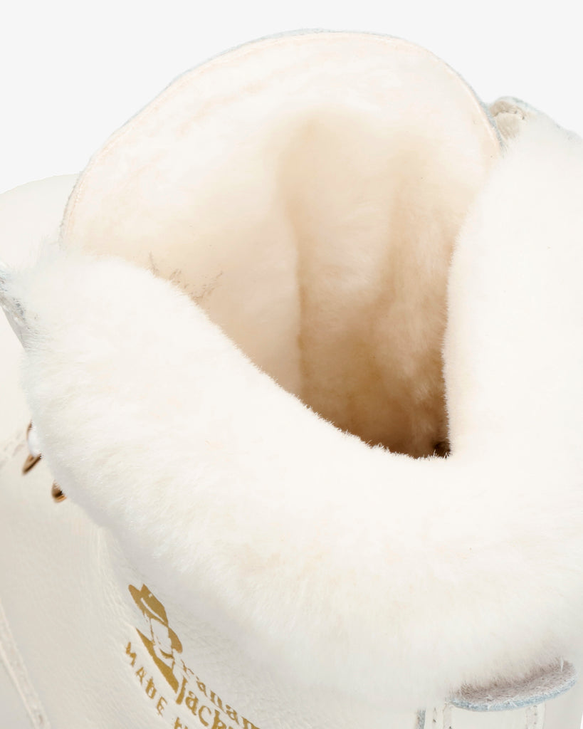Panama 03 Igloo Trav botas de piel con forro interior de pelo natural. blanco