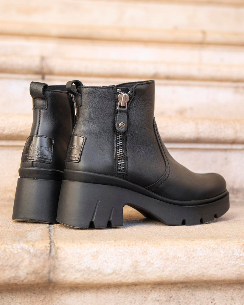 Phuket botines de piel con forro interior de piel. negro