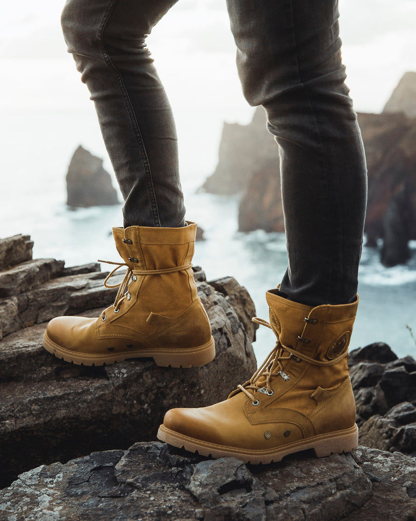 Route Boot botas de piel con forro interior de tejido. vintage