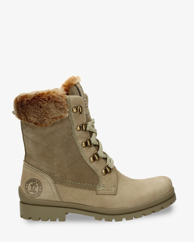 Tuscani botas de piel con forro interior de pelo. kaki